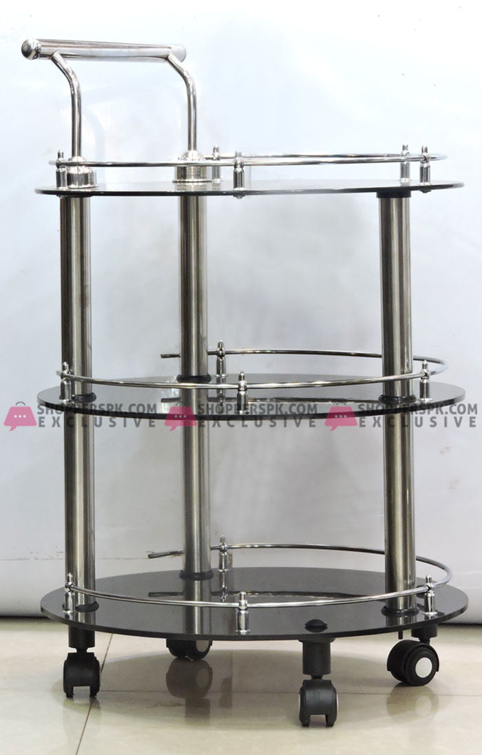 High Quality Round Glass Style Tea Trolley 6 High Quality Round Glass Style Tea Trolley