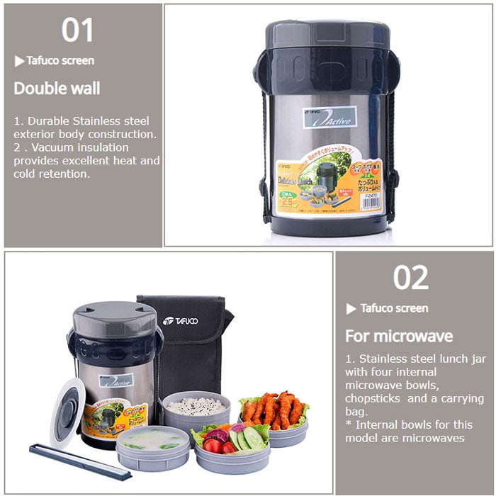 Japan Tafuco 2000 Ml Stainless Steel Bowl For Empty Soup Flasks Thermos For Hot Food Insulated Lunch Box