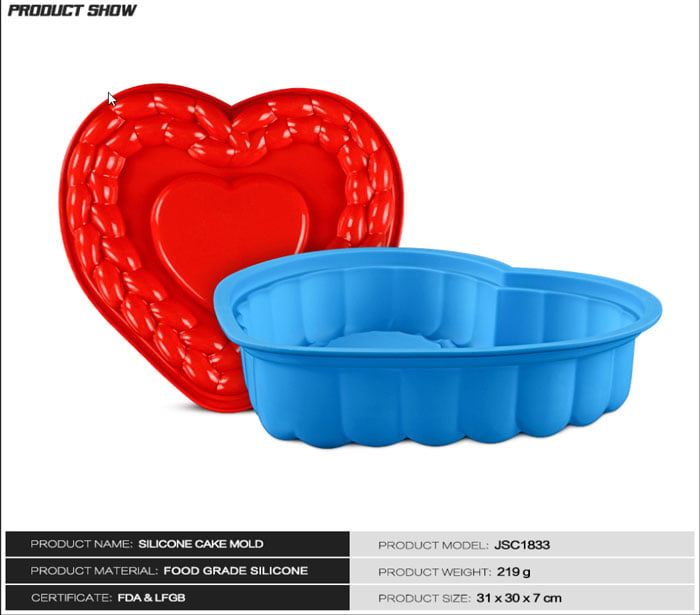 Large Love Heart Shape 3D Silicone Mold Bakeware Baking Cake Pan 1- Pcs