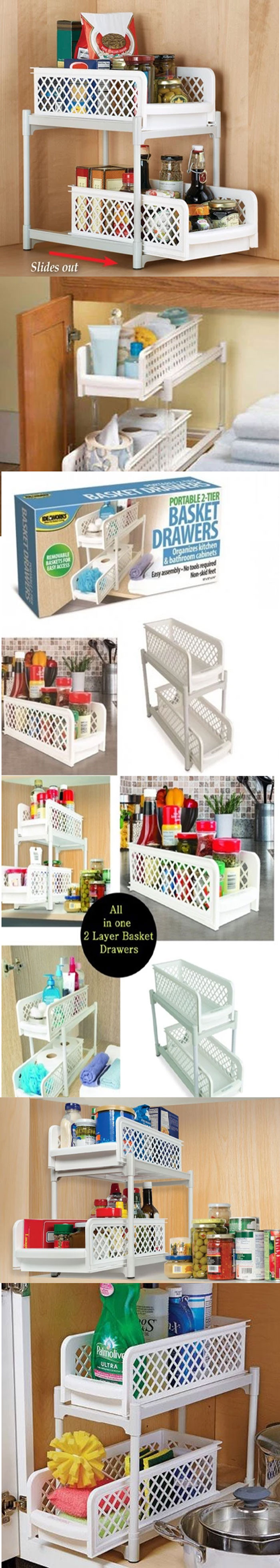 Multi-Purpose Double Layered Basket Drawers 6 Multi-Purpose Double Layered Basket Drawers