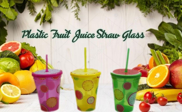 Plastic Juice Glass With Straw 1 - Pcs