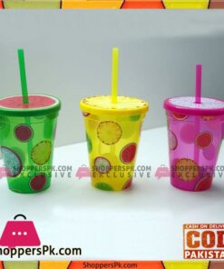 Plastic Juice Glass With Straw 1 - Pcs