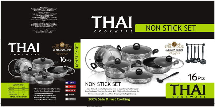 Thai Kitchen Ware Non Stick Cooking Set 16 Pcs