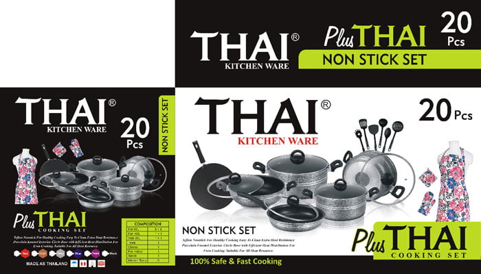 Thai Kitchen Ware Non Stick Cooking Set 20 Pcs Plus Thai Cooking Set