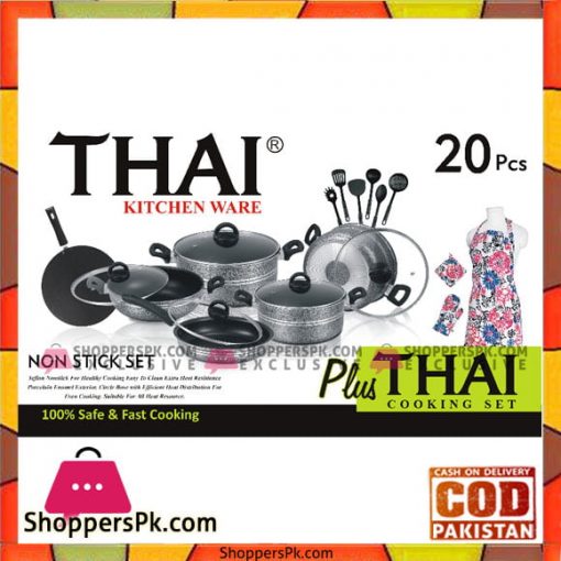 Thai Kitchen Ware Non Stick Cooking Set 20 Pcs Plus Thai Cooking Set