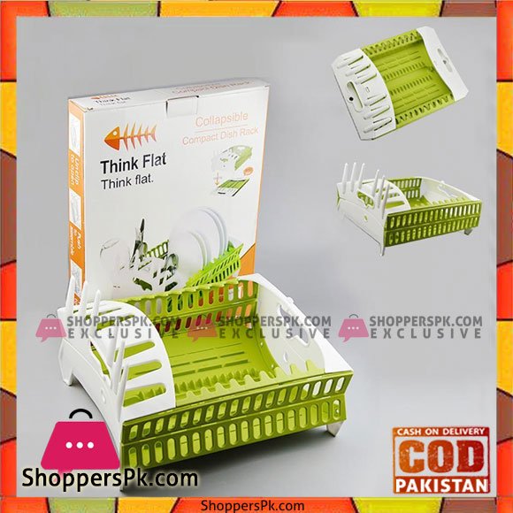 Think Flat Fold Flat Collapsible Compact Dish Rack Drainer