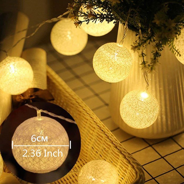 20Leds 10 Feet Wool Balls Fairy Lights