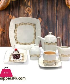 24 pieces Gold Plated Embossed Bone China Tea Set.