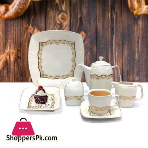 24 pieces Gold Plated Embossed Bone China Tea Set.