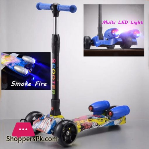 3 Wheels Child Smoke Fire Foot Push Kich Scooter with Light & Music 2019
