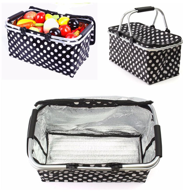 30L Large Thermal Insulated Lunch Picnic Basket Bag Cooler Camping Storage Box Lunch Bag