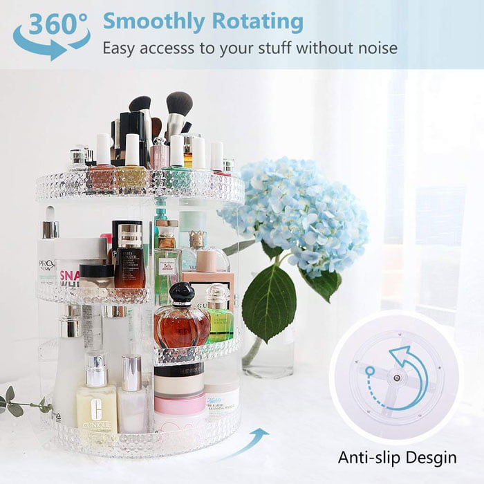 360-Degree Rotating 7 Layers Large Capacity Adjustable Multi-Function Makeup Organizer