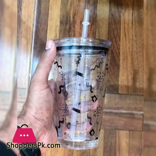 Korean Style Glass Tumbler Straw Cup 400ML High Quality Transparent with Cover Mug 