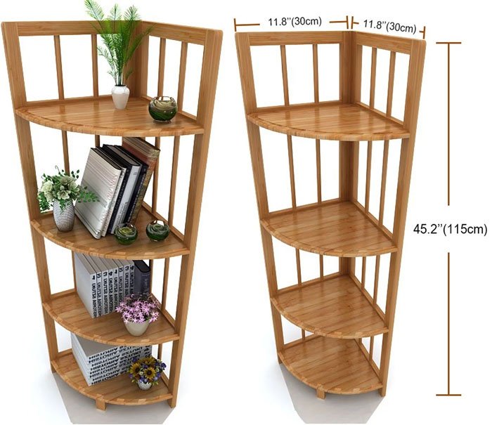 Bamboo Corner Wall Shelves 4 Tier Shelf Display Stand Home Bath Storage Rack