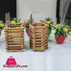 Bamboo Wood Fancy Spoon & Pen Holder