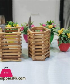 Bamboo Wood Fancy Spoon & Pen Holder