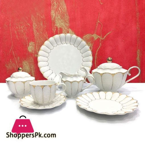Embossed Bone China Gold Plated Tea Set 24 pieces