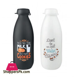 Glass Milk Bottle 1 LITER Black / White TURKEY MADE