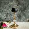 Gold/Black Metal with Acrylic Crystal Tealight Votive Large Candle Holders -11"