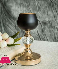 Gold/Black Metal with Acrylic Crystal Tealight Votive Small Candle Holders -7 inch