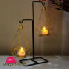 Golden Metal Hanging Candle Stand With Black Stand Table Mount