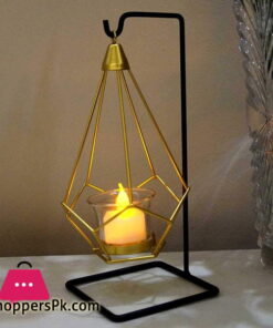 Golden Metal Hanging Candle Stand with Black Stand Table Mount