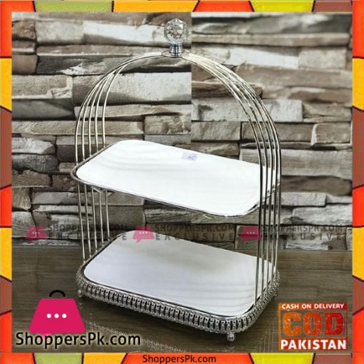 High Quality 2 Tier Wrought Iron Plated Dessert Stand Cake Stand