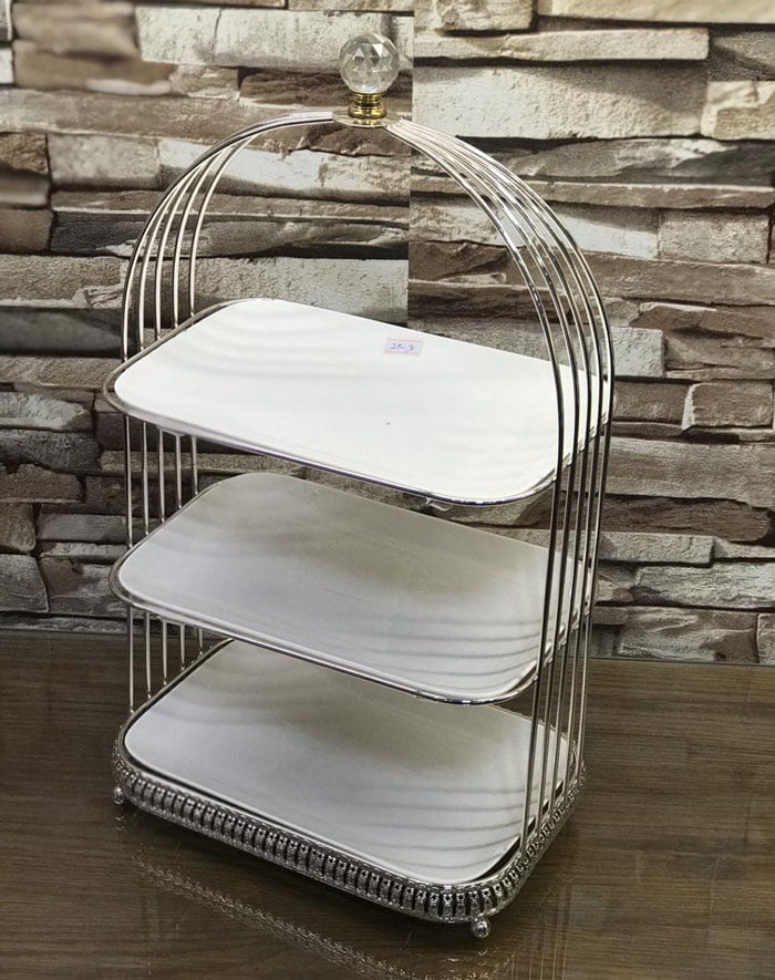 High Quality 3 Tier Wrought Iron Plated Dessert Stand Cake Stand