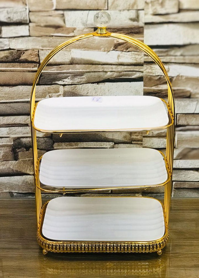 High Quality 3 Tier Wrought Iron Plated Dessert Stand Cake Stand