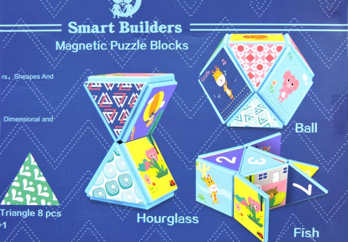 Kids Playing Magnetic Puzzle Blocks 16 Pcs 4 Kids Playing Magnetic Puzzle Blocks 16 Pcs
