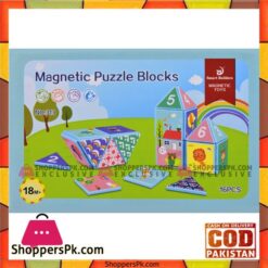 Kids Playing Magnetic Puzzle Blocks 16 Pcs
