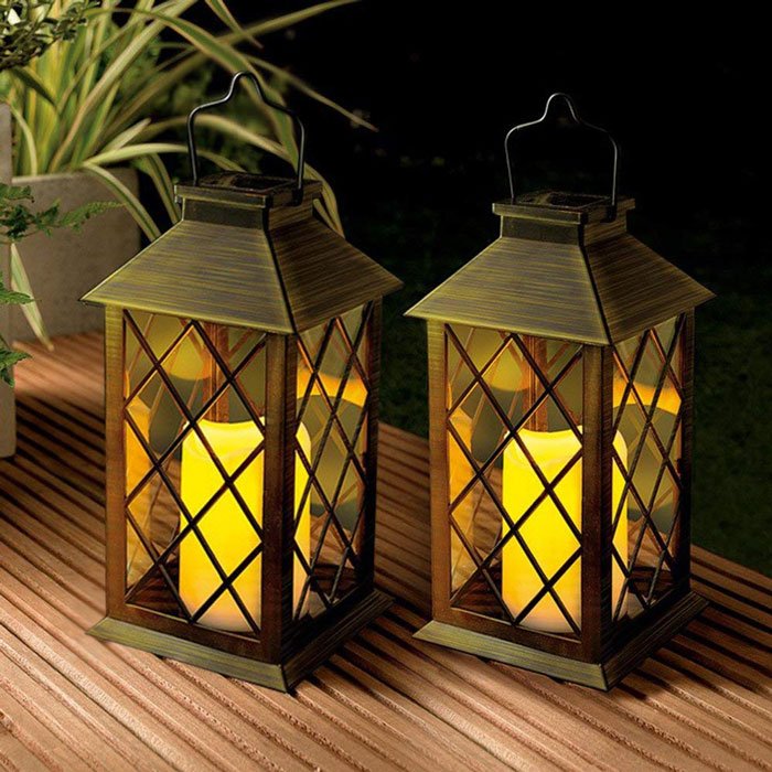 LED Lantern Light Rechargeable Garden Light Metal Waterproof Candle Light