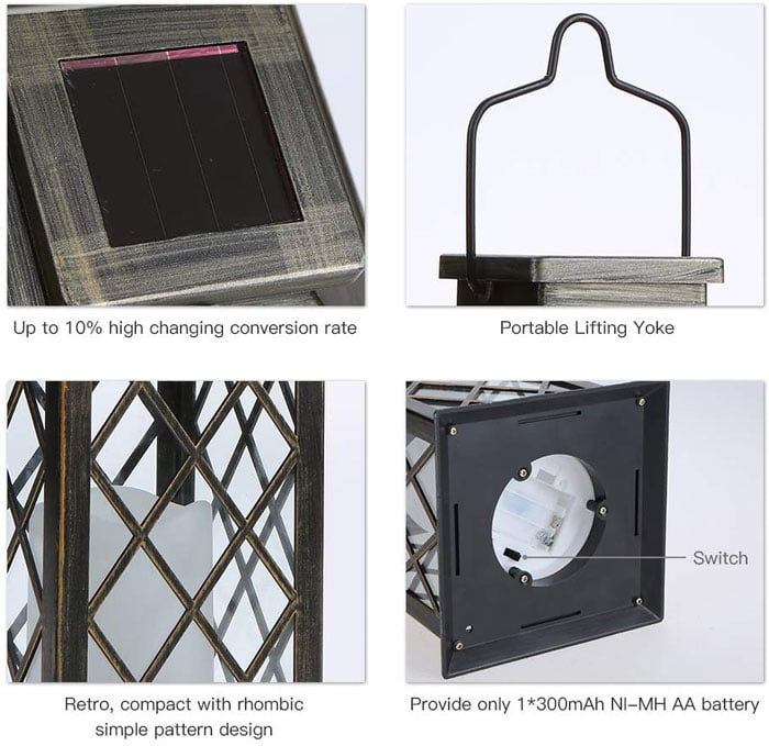 Led Lantern Light Rechargeable Garden Light Metal Waterproof Candle Light