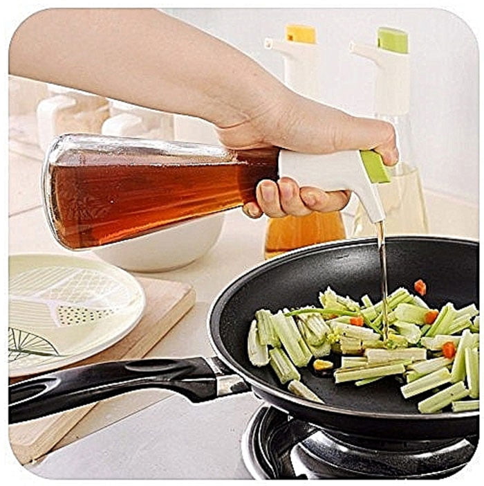 Oil Vinegar Bottle With Adjustable Flow Control Oil Dispenser 350 Ml