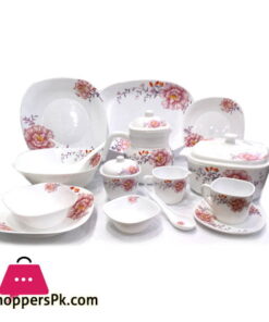 Opal Glassware 72 Pieces Square Dinner Set, Oven and Microwave Safe.