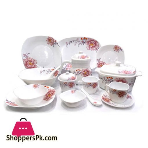 Opal Glassware 72 Pieces Square Dinner Set, Oven and Microwave Safe.