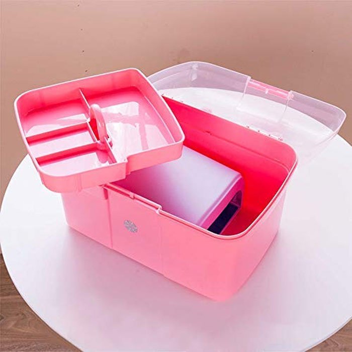 Povkeever Manicure Toolbox, Diy Nail Art Tools Multi-Function Storage Box