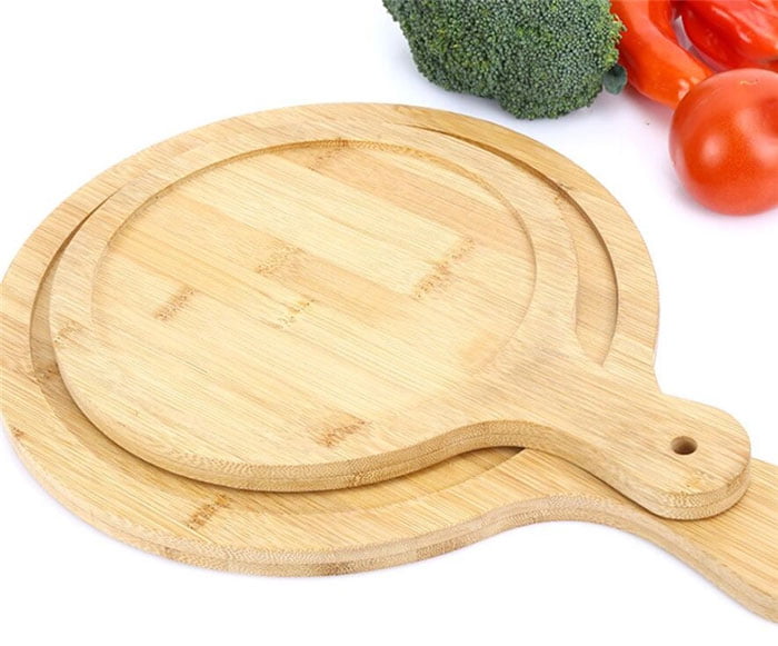Reusable Round Bamboo Wooden Pizza Plate 11 Inch