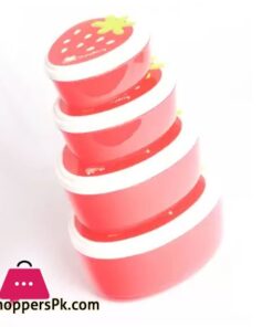 Strawberry Shaped Containers Lunch Box 4 Piece Picnic Set