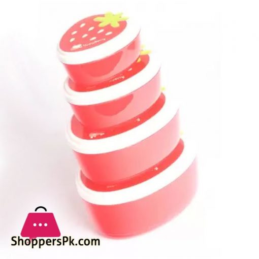 Strawberry Shaped Containers Lunch Box 4 Piece Picnic Set