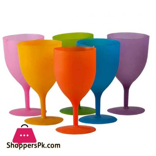 Ultimate 6 Pieces - Colorful Reusable Plastic Wine Glasses