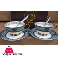 Versace European Bone China Coffee 2pcs Cup Set Luxury Retro Ceramic Cup and Saucer with Spoon