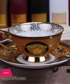 Versace European Bone China Coffee 2pcs Cup Set Luxury Retro Ceramic Cup and Saucer with Spoon