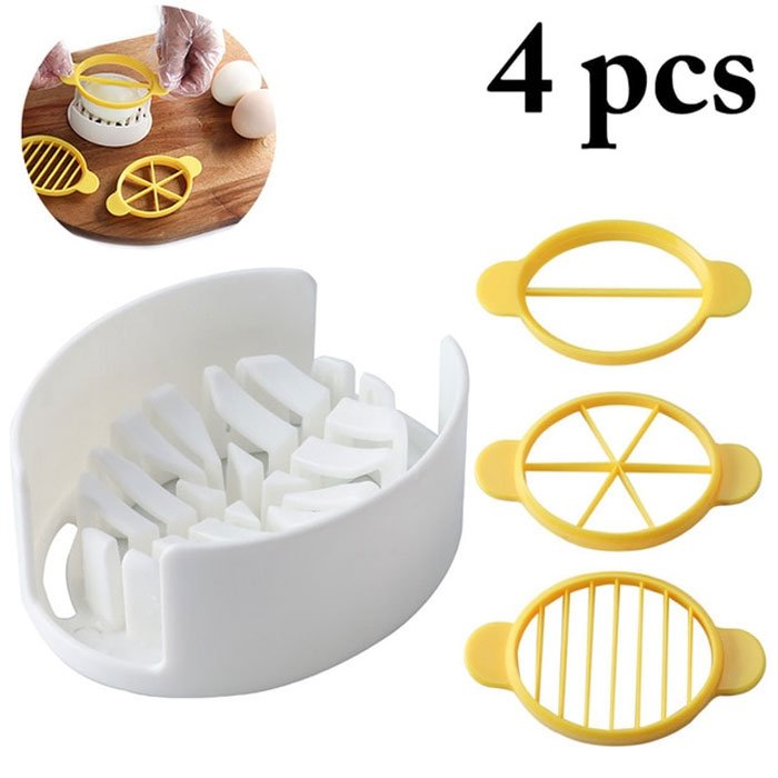 1 Set Egg Cutter 3 In 1 Multipurpose Easy To Use Egg Slicer Egg Cutting Tool 4-Pcs