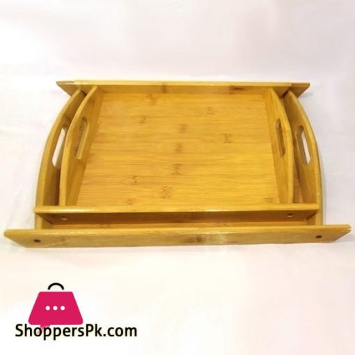 2 Piece Bamboo Serving Tray Set