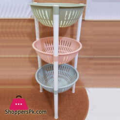 3-Tier Kitchen Plastic Fruit Vegetable Basket Round