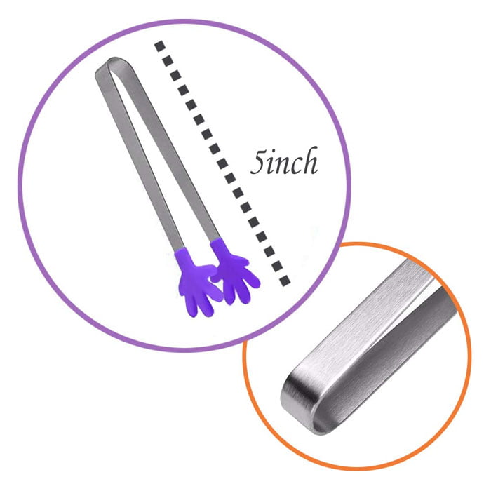 5 Inch Mini Silicone Tong Ice Tong Food Tong Sugar Tong Best Kitchen Gadget Set Of 2