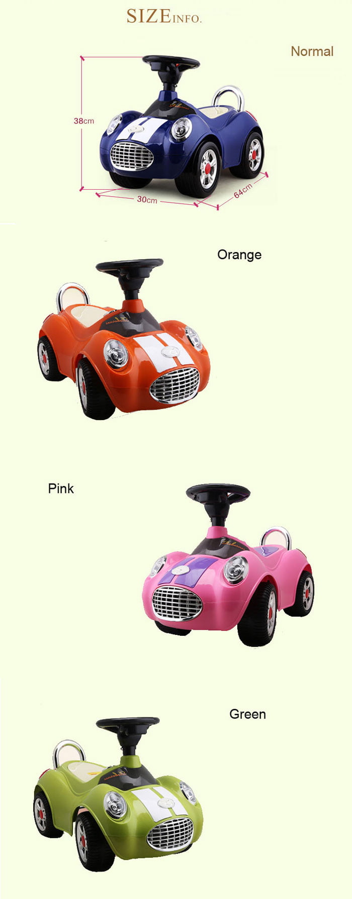 A+B Baby Kids Ride On Cars Blue Foot To Floor Ride On-Car