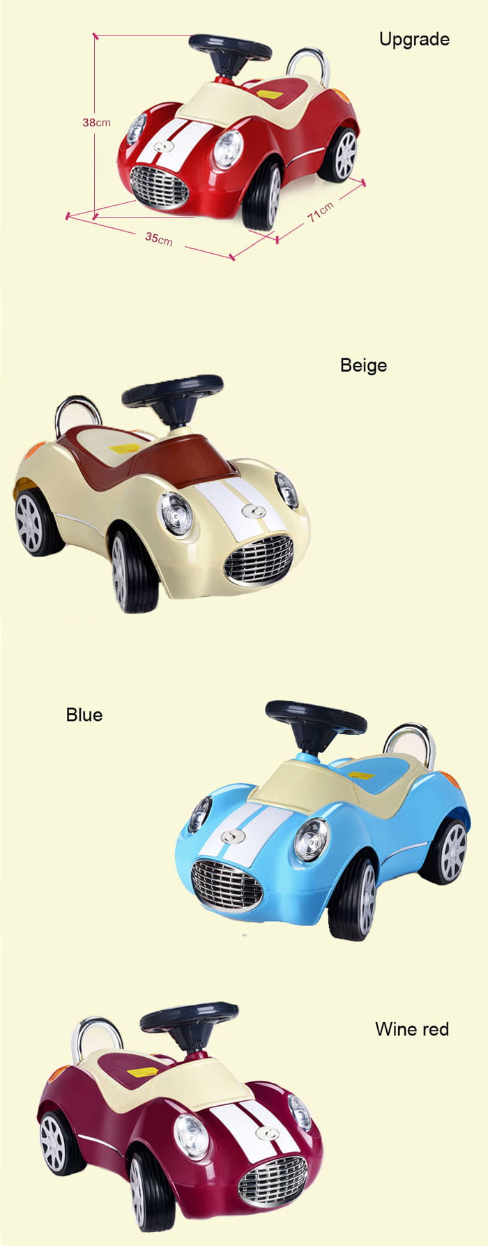 A+B Baby Kids Ride on Cars Blue Foot to Floor Ride On-Car