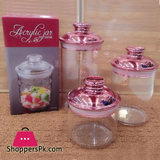 Acrylic Plastic Glass Airtight Jar Set of 3